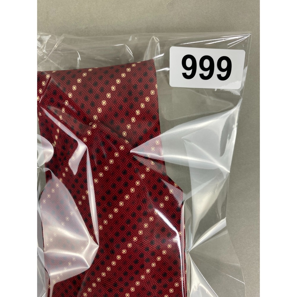 Park Avenue Mens Tie Burgundy Red Geometric Dotted Silk Professional Business - Picture 7 of 7
